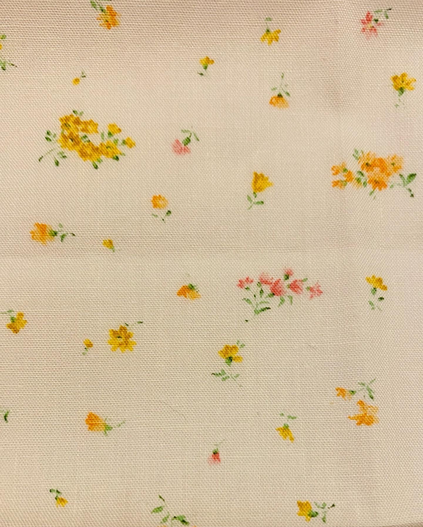 Miniature Lemon, Peach Cream Floral Cotton Lawn