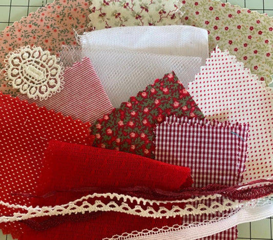 Tiny Print Fabric, Lace and Trims Pack Red