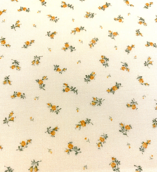 Fine Cotton Lawn Tiny Yellow Rosebuds on Cream