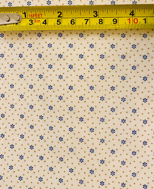 Tiny Print Fabric Cream and Blue Floral