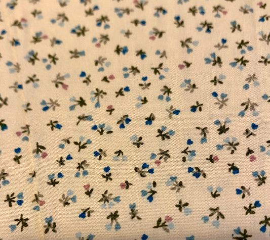 Tiny Print Fabric Beige and Blue