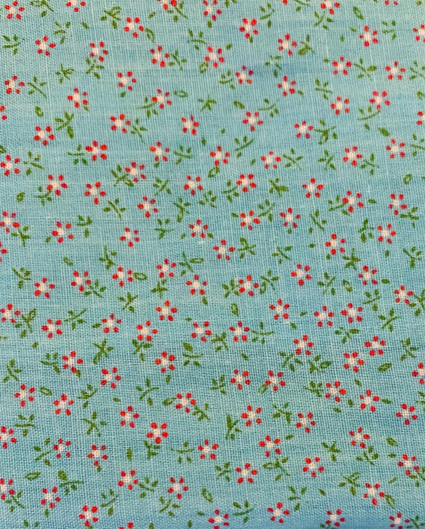 Tiny Print Fabric Aqua and Pink